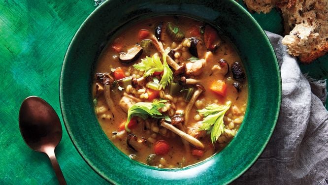 Mushroom, Chicken And Barley Soup
