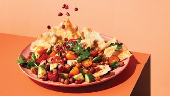 Roasted Chickpea Salad with Hot Harissa Dressing