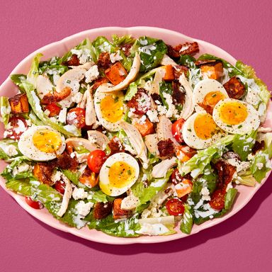 Rotisserie Chicken Winter Cobb Salad with Crispy Chicken Skin