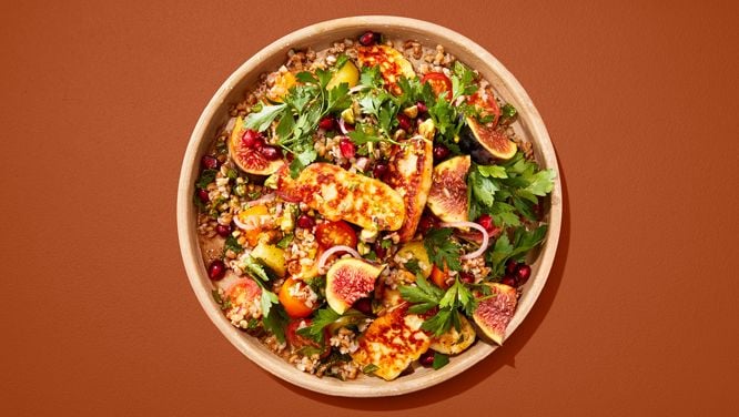 Seared Halloumi And Fig Tabbouleh