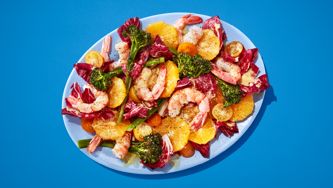Shrimp and Orange Salad with Roasted Broccolini