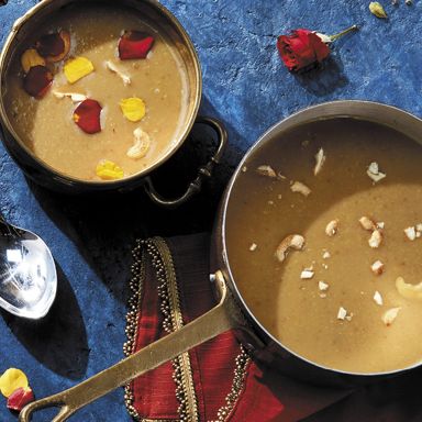 Paruppu Payasam (Sweet Moong Dal and Cashew Pudding with Cardamom and Jaggery)
