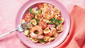 Orecchiette with Shrimp, Arugula and Cherry Tomatoes