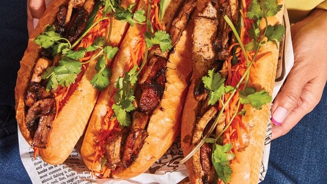 Bánh Mì Đậu Hủ Nâm Ngũ Vị (Five-Spice Tofu and Mushroom Bánh Mì)