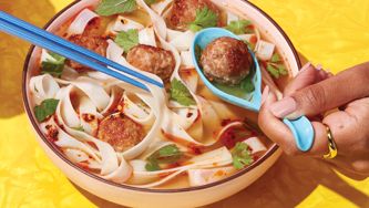 Ginger-Sesame Meatballs With Lemongrass Broth