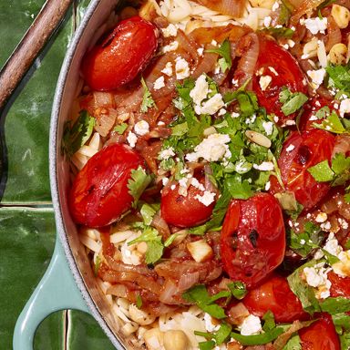 Toasted Orzo, Chickpea and Tomato "Stoup"