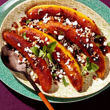 Adobo-Roasted Plantains with Pecans and Feta