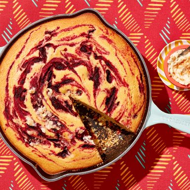 Skillet Cornbread With Roasted Beet Swirl