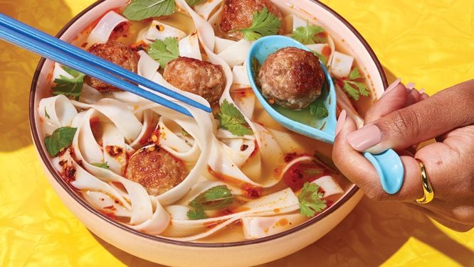 Ginger-Sesame Meatballs With Lemongrass Broth