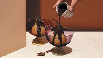 Tequila-Poached Pears with Chili-Chocolate Sauce
