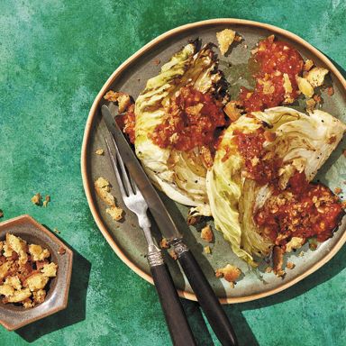 Garlicky Tomato Grilled Cabbage With Crunchy Breadcrumbs