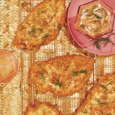 Pan-Fried Chicken Cutlets with Cava-Mushroom Gravy
