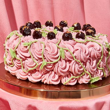 Cherry Cake With Marzipan Roses