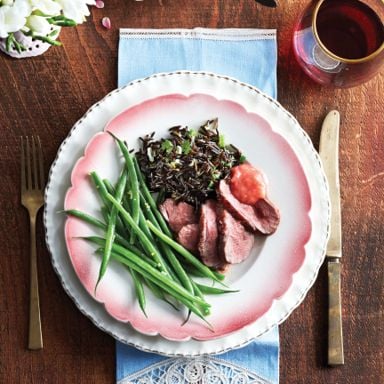 Crispy Duck With Tangy Rhubarb Sauce