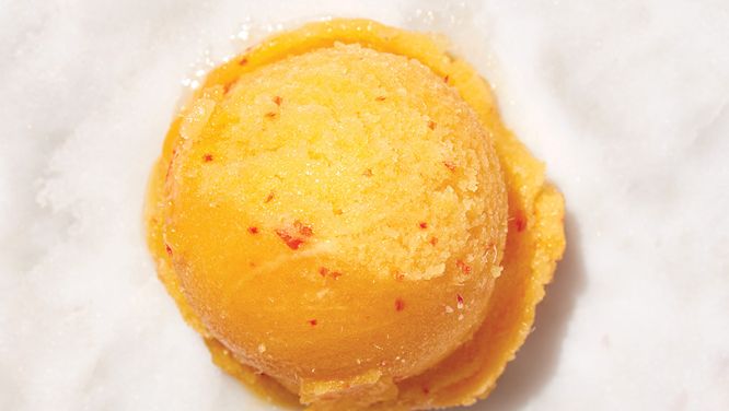 No-Churn Chili Mango Sorbet