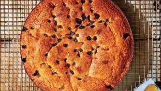 Concord Grape and Fennel Cake with Amaro Syrup