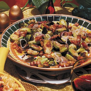 Roasted Brussels Sprouts with Pork Belly