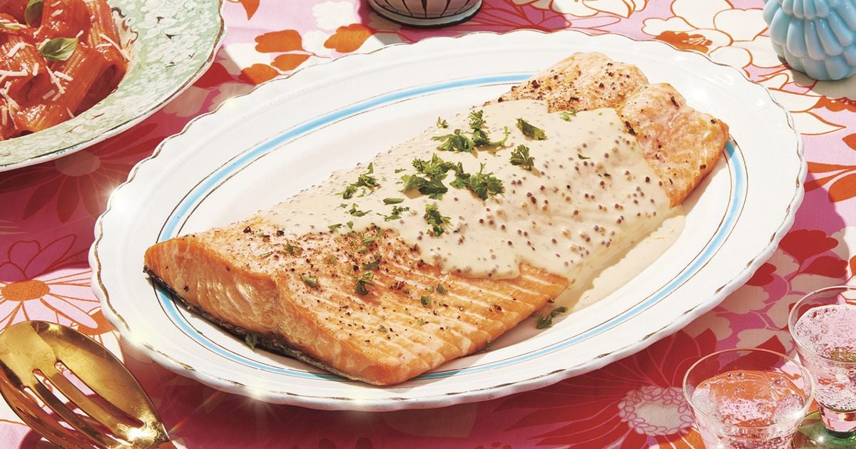 Roasted Salmon with Mustard Cream Sauce Recipe Chatelaine