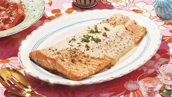 Roasted Salmon with Mustard Cream Sauce