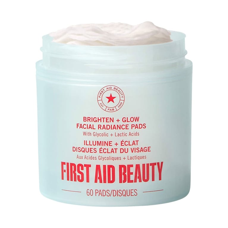 First Aid Beauty Brighten + Glow Facial Radiance Pads for an article about lactic acid in skincare.