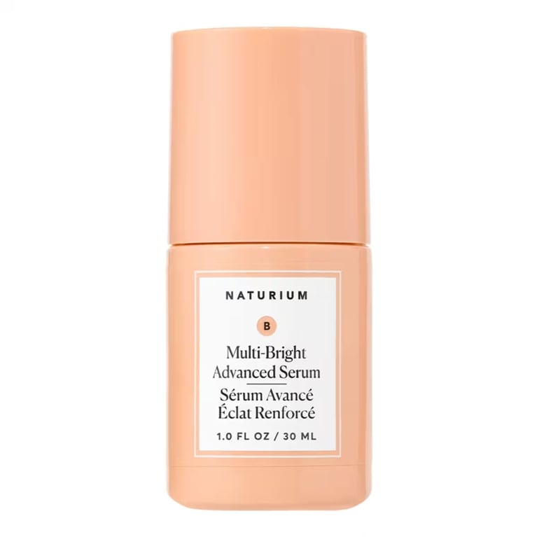 A bottle of Naturium Multi-Bright Advanced Serum for an article about lactic acid in skincare.