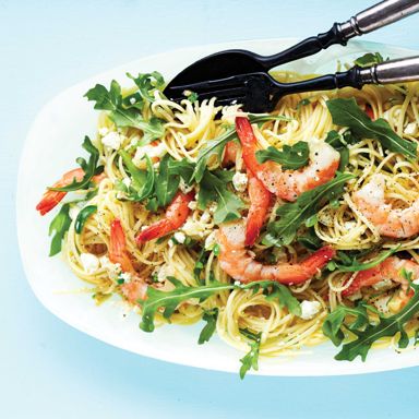 Garlic Shrimp And Feta Linguine