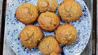 Four-Grain Blueberry Muffins