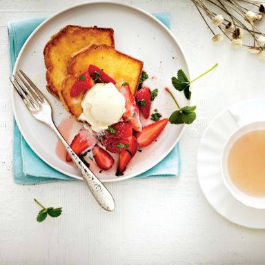 Easy Cake Toast With Honeyed Strawberries