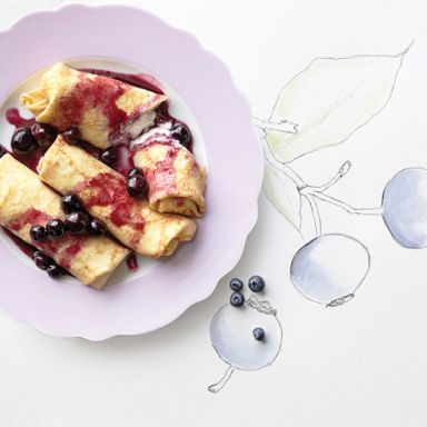 Blueberry And Cottage Cheese Blintzes