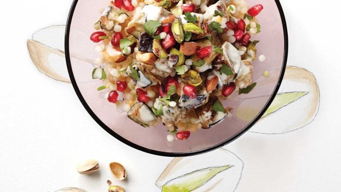 Pistachio, Eggplant & Tahini Pearl Couscous