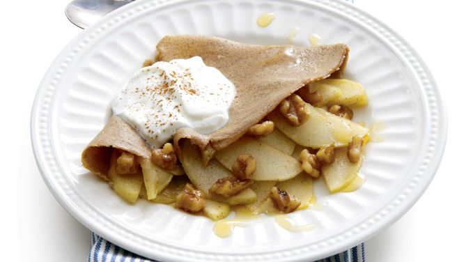 Quinoa Flour Crepes With Maple-Walnut Apples