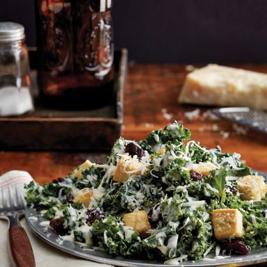 Kale Caesar Salad With Tofu Croutons