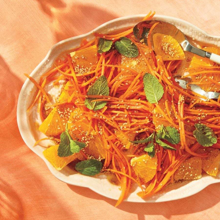 carrot salad with orange dressing Shaved Carrot Salad with Sweet Orange Dressing |