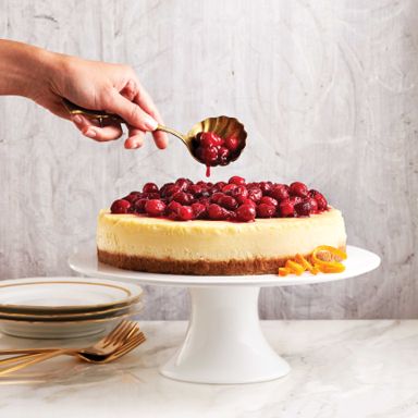 Classic Cheesecake With Cranberry-Clementine Sauce