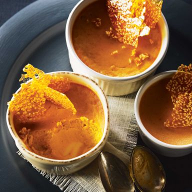 Pumpkin-Coconut Custard With Sesame Brittle