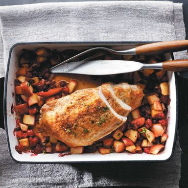 Roast Turkey Breast With Bacon-Cranberry Chutney