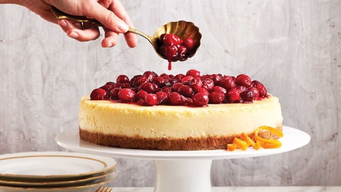 Classic Cheesecake With Cranberry-Clementine Sauce
