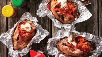 Maple Bacon Baked Sweet Potatoes