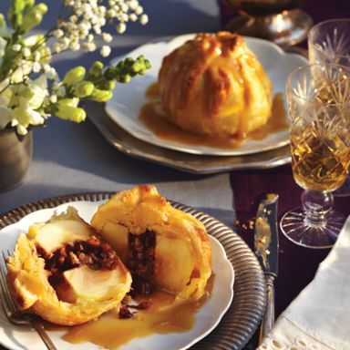 Apple-Pie Dumplings With Caramel Sauce