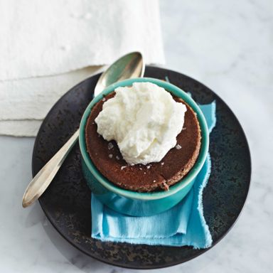 Dark Chocolate Soufflés With Hazelnut Cream