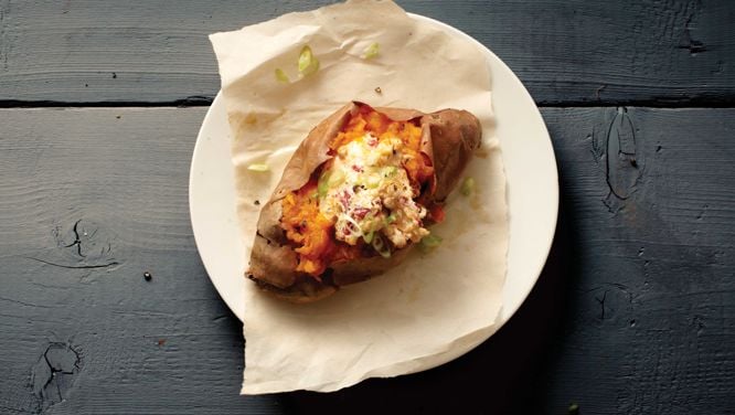 Cheesy Baked Sweet Potatoes