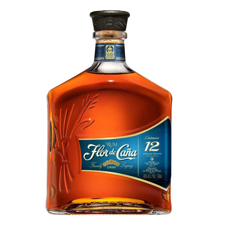 A bottle of Flor de Caña Centenario 12 Year Rum for a post on the best alcohol to give as a gift