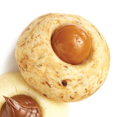Coffee Dulce De Leche Thumbprint Sugar Cookies: sugar cookies with coffee flavouring filled with dulce de leche for a post on an easy Coffee Dulce De Leche Thumbprint Sugar Cookies recipe