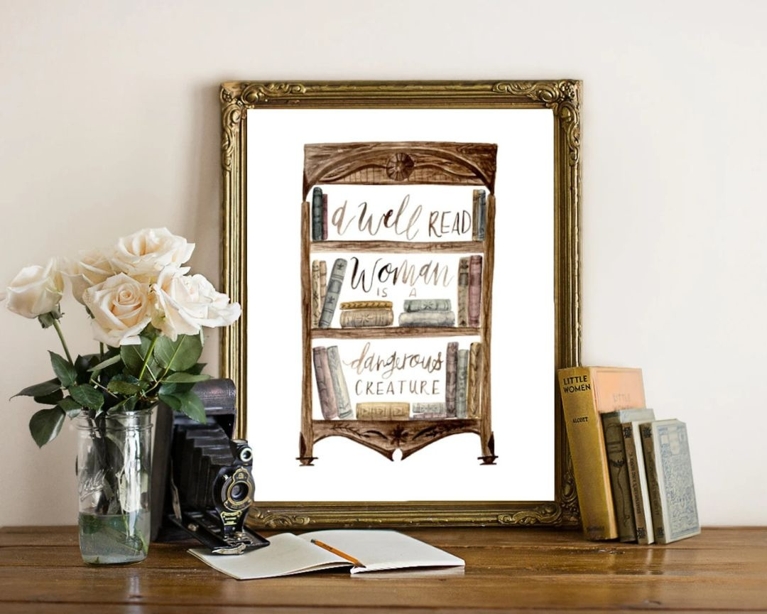 Best Gifts for Book Lovers: FoxandWild A Well Read Woman is a Dangerous Creature Book Print