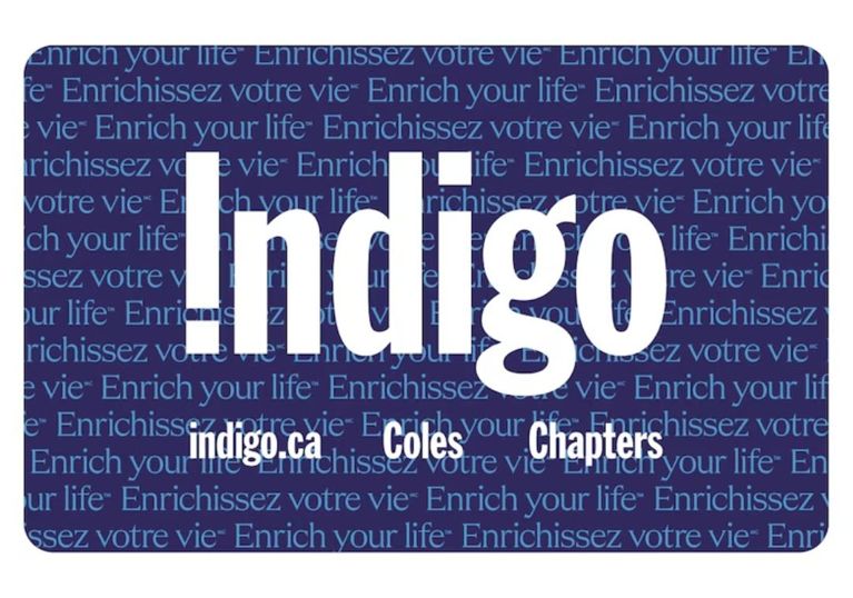 A photo of an Indigo gift card, for a post about the best gifts for book lovers.