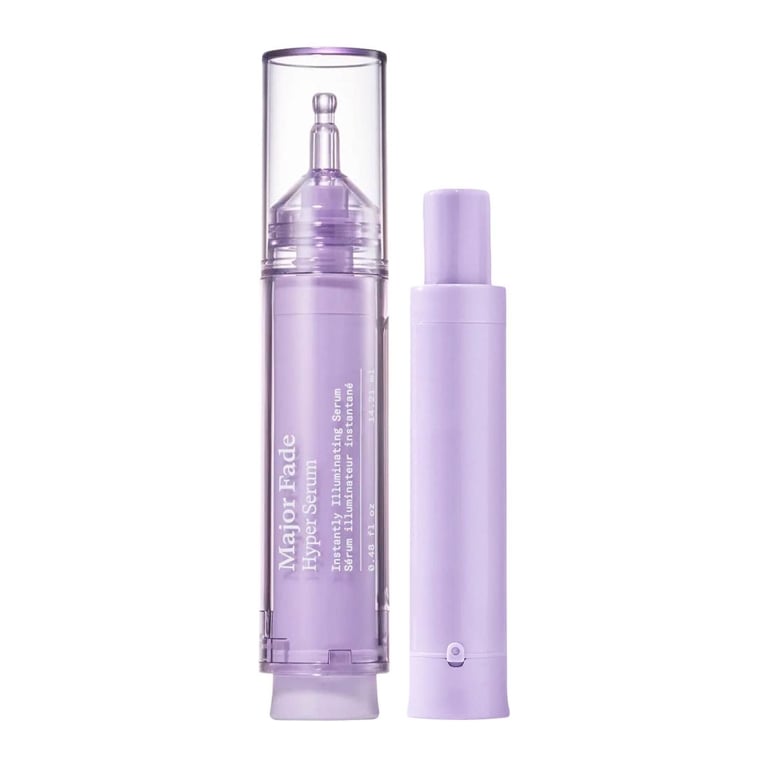 A purple tube of Dr. Idriss Major Fade Hyper Serum on a white background for an article about the best products for hyperpigmentation.