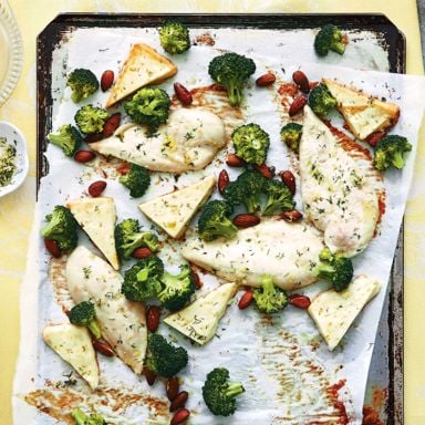 Sheet-Pan Lemon-Feta Chicken With Broccoli