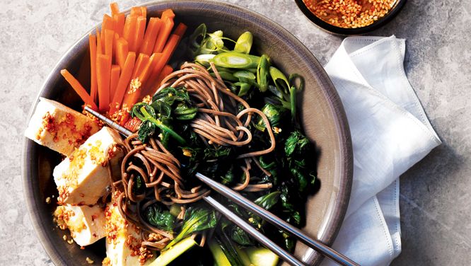 Sesame-Ginger Tofu And Vegetable Soba Noodles