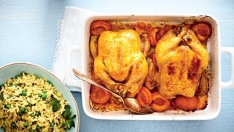 Glazed Cornish Hens With Roasted Apricots