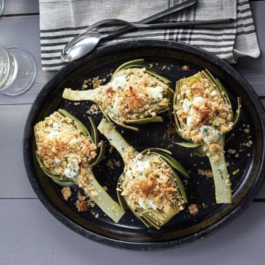 Lemony Goat-Cheese-Stuffed Artichokes